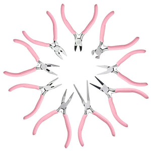 Anti-slip Pink Handle Jewelry Pliers Kit for DIY Accessory