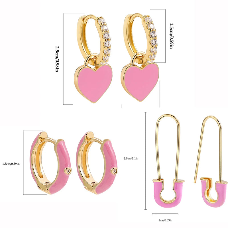 Zircon Heart Huggie Earrings Set for Women