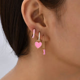Zircon Heart Huggie Earrings Set for Women