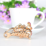 Pink Dolphin Bow Crystal Charm Purse Handbag Keychain