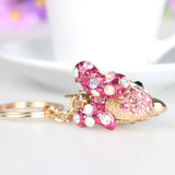 Pink Dolphin Bow Crystal Charm Purse Handbag Keychain