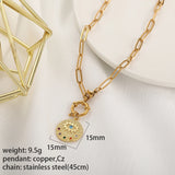 Pink Donut Pendant Necklace Red Heart Choker Stainless Steel Chain Eye Necklaces