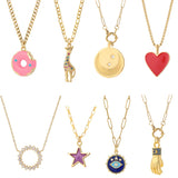 Pink Donut Pendant Necklace Red Heart Choker Stainless Steel Chain Eye Necklaces