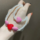 Pink Love Heart Pendant Peach Heart Necklace