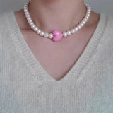 Pink Love Heart Pendant Peach Heart Necklace