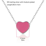 Pink Peach Love Heart Charm Pendant 925 Sterling Silver Chain Necklace