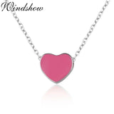 Pink Peach Love Heart Charm Pendant 925 Sterling Silver Chain Necklace