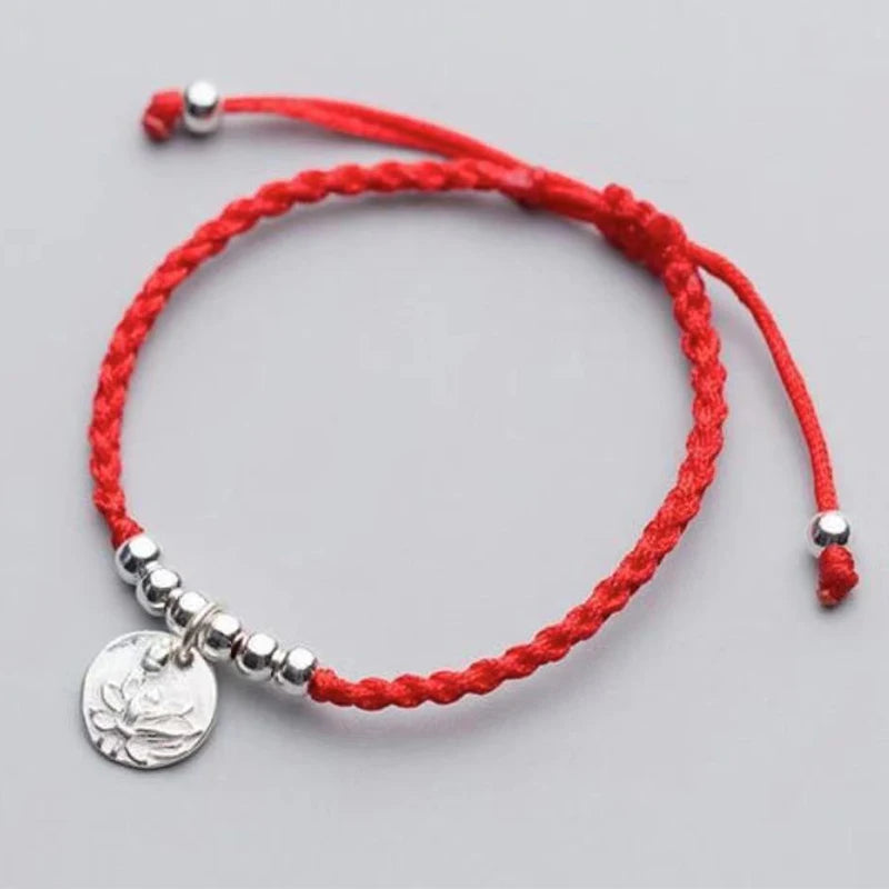 Pixiu Charm Bracelet Red Thread 925 Sterling Silver