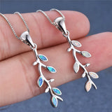 Tree Leaf Pendant Fire Opal Necklace 925 Sterling Silver Birthstone Jewelry