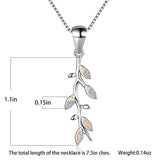 Tree Leaf Pendant Fire Opal Necklace 925 Sterling Silver Birthstone Jewelry