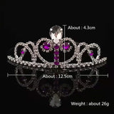 Purple Crystal Crown Headband for Bridal Prom Wedding