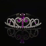 Purple Crystal Crown Headband for Bridal Prom Wedding