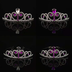 Purple Crystal Crown Headband for Bridal Prom Wedding