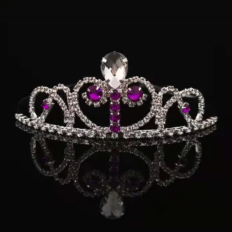 Purple Crystal Crown Headband for Bridal Prom Wedding