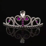 Purple Crystal Crown Headband for Bridal Prom Wedding