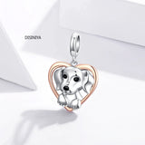 925 Sterling Silver Retro Vintage Puppy Charm for Bracelet DIY