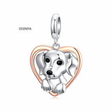 925 Sterling Silver Retro Vintage Puppy Charm for Bracelet DIY