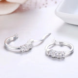 925 Sterling Silver CZ Stone Small Loop Huggie Hoop Earrings