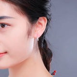 925 Sterling Silver CZ Stone Small Loop Huggie Hoop Earrings