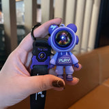Cartoon Lightning Bear Astronaut Keychain Bag Pendant Car Keyholder