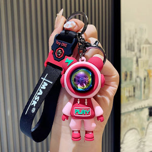 Cartoon Lightning Bear Astronaut Keychain Bag Pendant Car Keyholder
