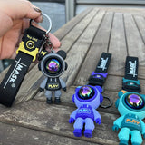 Cartoon Lightning Bear Astronaut Keychain Bag Pendant Car Keyholder