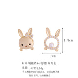 Rabbit Hollow Pearl Metal Earrings Asymmetrical Earring