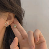 Rabbit Hollow Pearl Metal Earrings Asymmetrical Earring