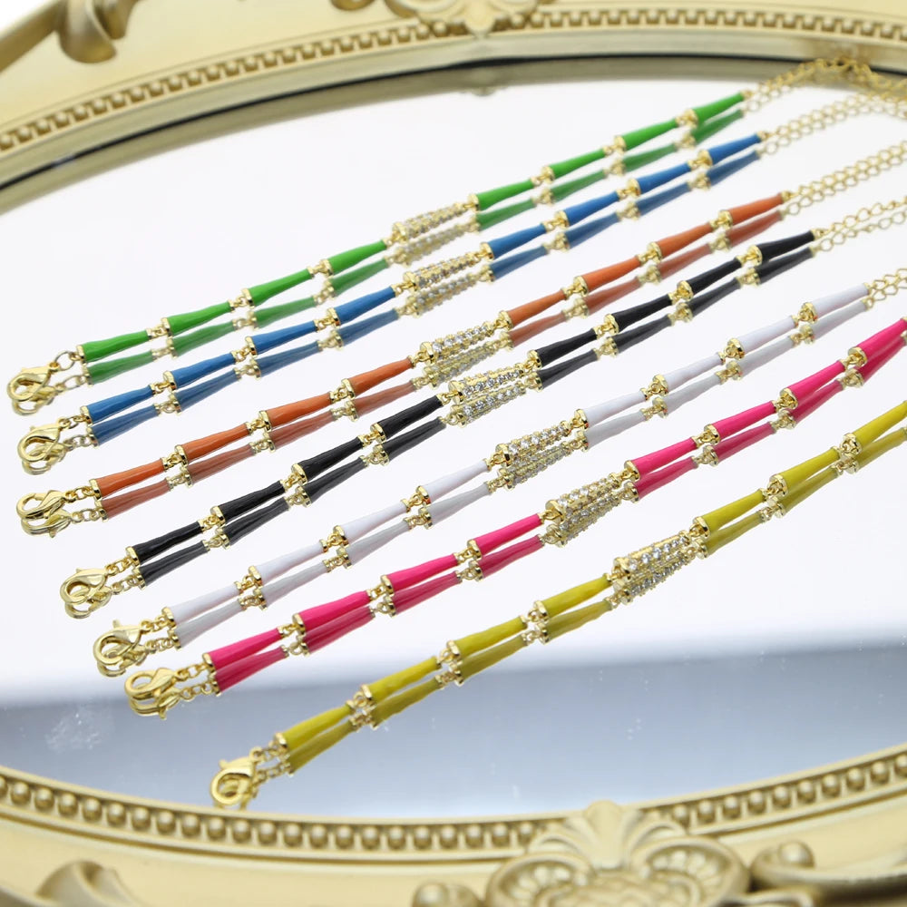 Enamel Beads Stretch Bracelet Multicolored Tile Beads Surf Beach Jewelry