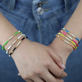 Enamel Beads Stretch Bracelet Multicolored Tile Beads Surf Beach Jewelry