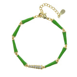 Enamel Beads Stretch Bracelet Multicolored Tile Beads Surf Beach Jewelry