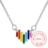 925 Silver Rainbow Mini Heart Short Chain Necklace