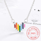 925 Silver Rainbow Mini Heart Short Chain Necklace