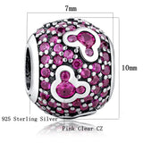 925 Sterling Silver Minnie Heart Bead Charm for Bracelet DIY Jewelry