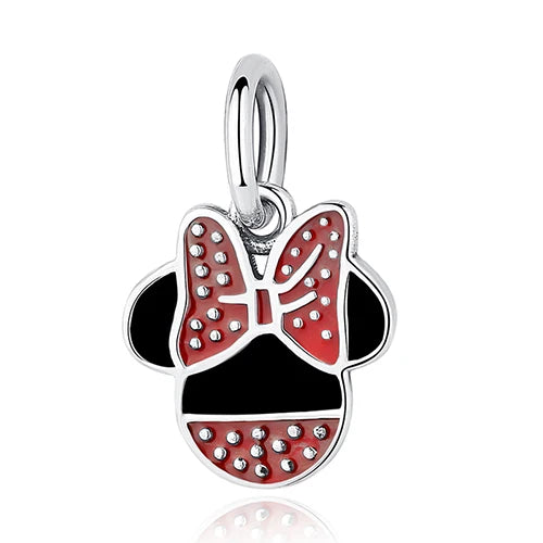 925 Sterling Silver Minnie Heart Bead Charm for Bracelet DIY Jewelry