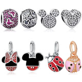 925 Sterling Silver Minnie Heart Bead Charm for Bracelet DIY Jewelry