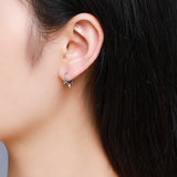 925 Silver Triple Conical Spike Huggie Hoop Earrings Kids Girl Jewelry
