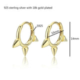 925 Silver Triple Conical Spike Huggie Hoop Earrings Kids Girl Jewelry