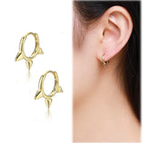 925 Silver Triple Conical Spike Huggie Hoop Earrings Kids Girl Jewelry