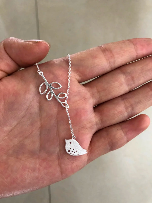 925 Sterling Silver Bird Lariat Necklace GTLX584