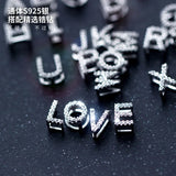 925 Silver Zircon Initial Pendant Name DIY Jewelry (NO CHAIN)