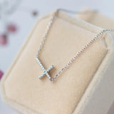 925 Sterling Silver CZ Cross Necklace Pendant Set