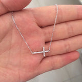 925 Sterling Silver CZ Cross Necklace Pendant Set