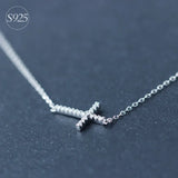 925 Sterling Silver CZ Cross Necklace Pendant Set