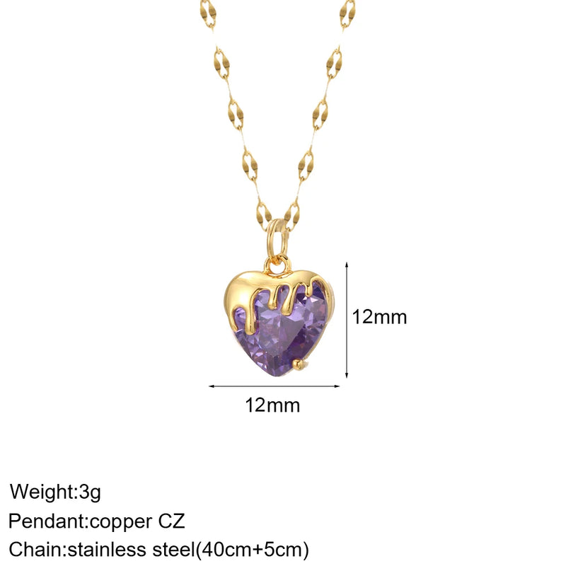 Red Heart Necklace Women Evil Eye Collars Stainless Steel Chains Lover Gift