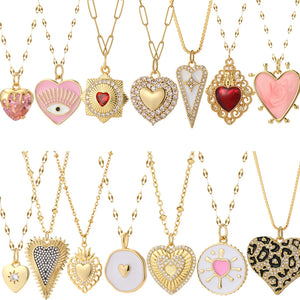 Red Heart Necklace Women Evil Eye Collars Stainless Steel Chains Lover Gift