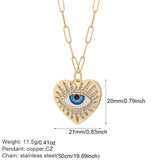 Red Heart Necklace Women Evil Eye Collars Stainless Steel Chains Lover Gift