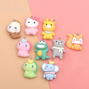 Resin Animal Charms DIY Cartoon Dinosaur Squirrel Earring Keychain Pendant