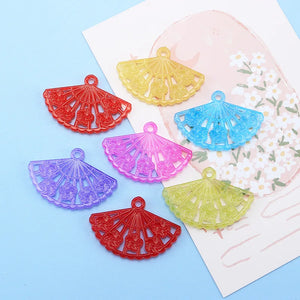 Resin Flower Fan Charms Pendant for DIY Earring Keychain Jewelry Making