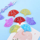 Resin Flower Fan Charms Pendant for DIY Earring Keychain Jewelry Making